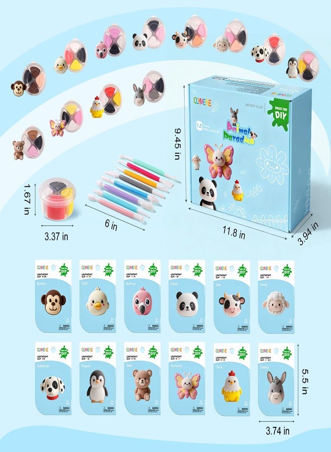 CLYMENE Air Dry Clay Kit for Kids, 12 Animals Modeling Clay with Tools & Tutorials, Arts and Crafts Creative Toys for Boys and Girls Ages 3+ - Image 2